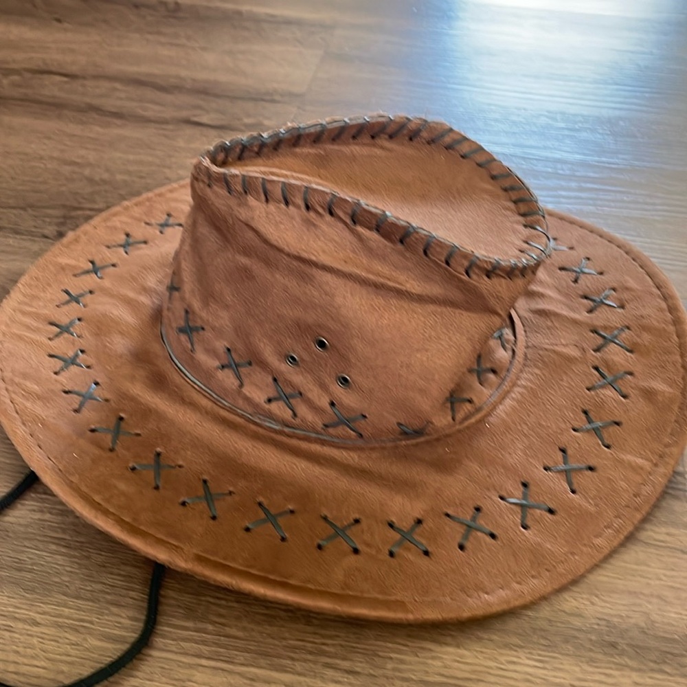 Leather & Felt Women Sun Hat NWOT